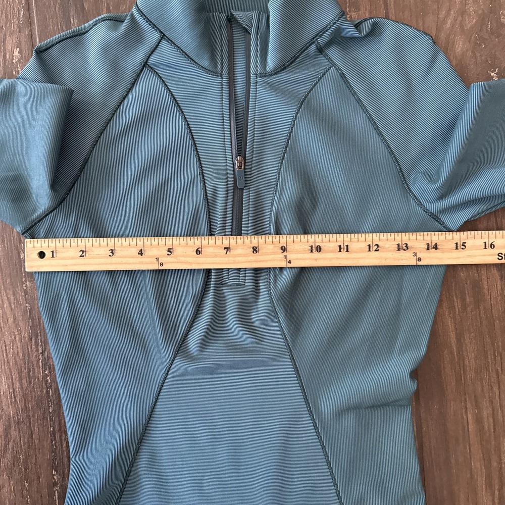 Lululemon Runderful 1/2 Zip Women 4 Teal Rulu Running Pullover Thumbholes - Picture 3 of 8